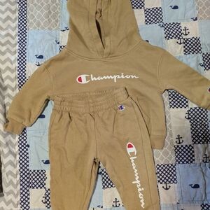 Champion Kids Tan Sweatpants & Hoodie Set
